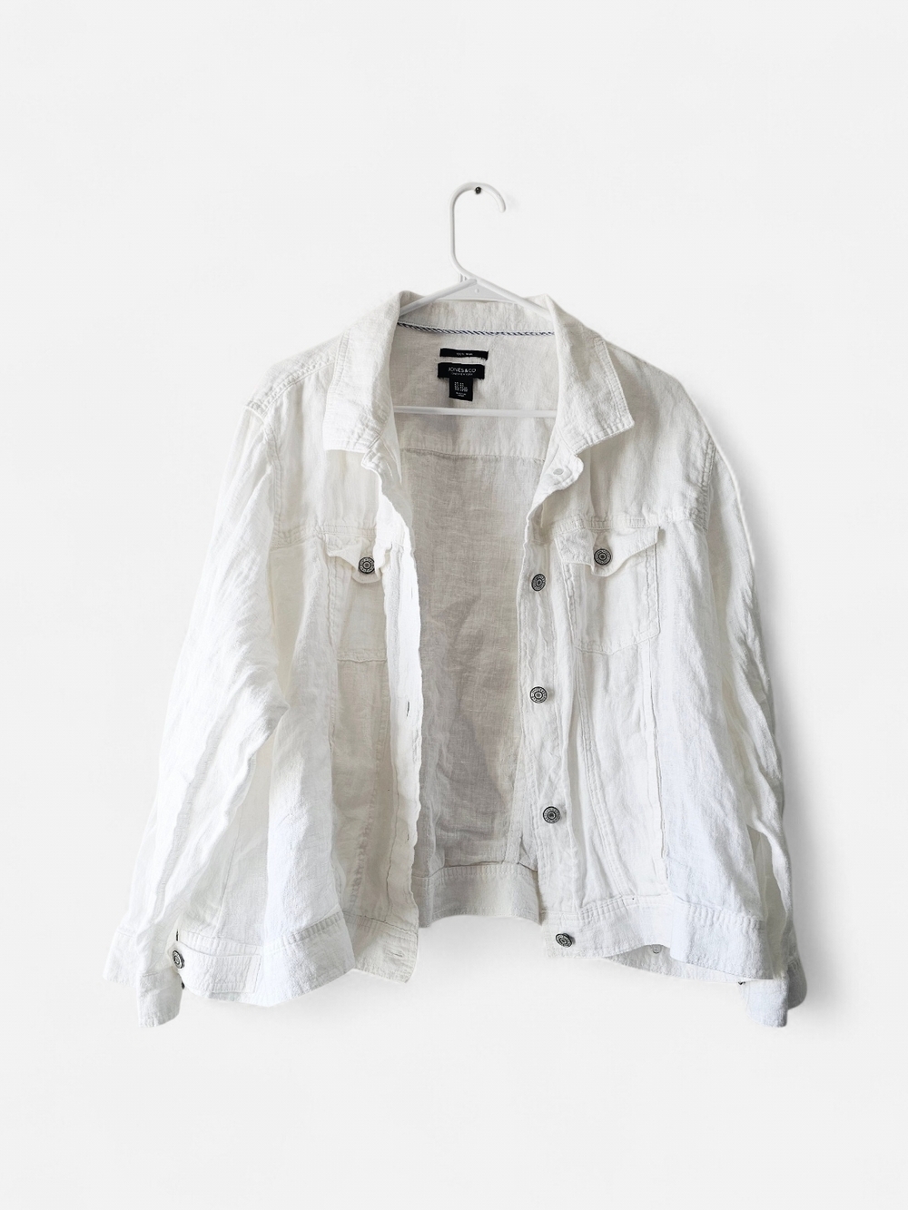 Jones & Co 100% Linen White Jacket Size 2X Lightweight Button Front